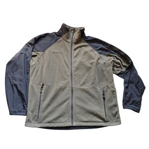 Columbia Mens Full Zip Fleece Jacket Gray Colorblock Outdoor Coat Size Large‎